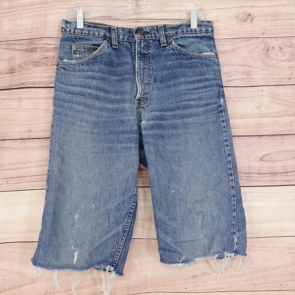 Levi's Shorts Mens‎ 30 Blue Denim Distressed Bermuda Vintage Orange Tab USA Made